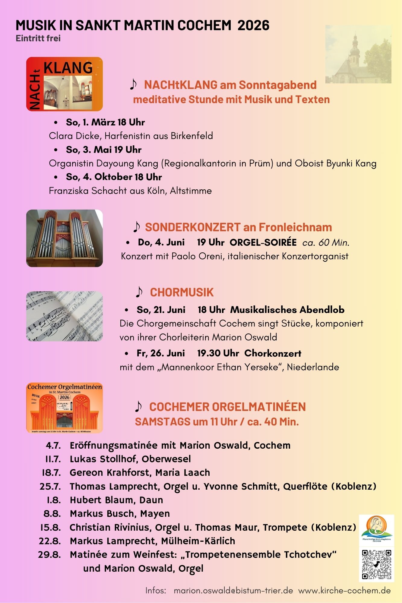 Musik in St. Martin, Cochem in 2026 (c) Marion Oswald Musik in St. Martin, Cochem in 2026